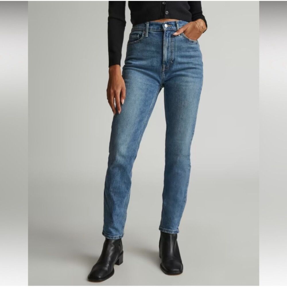 Everlane The Original Cheeky Blue Jean Organic Cotton High Rise Size 24